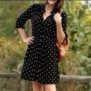 Madewell Broadway Broome Long Sleeve Black Polka Dot Short Dress | M
